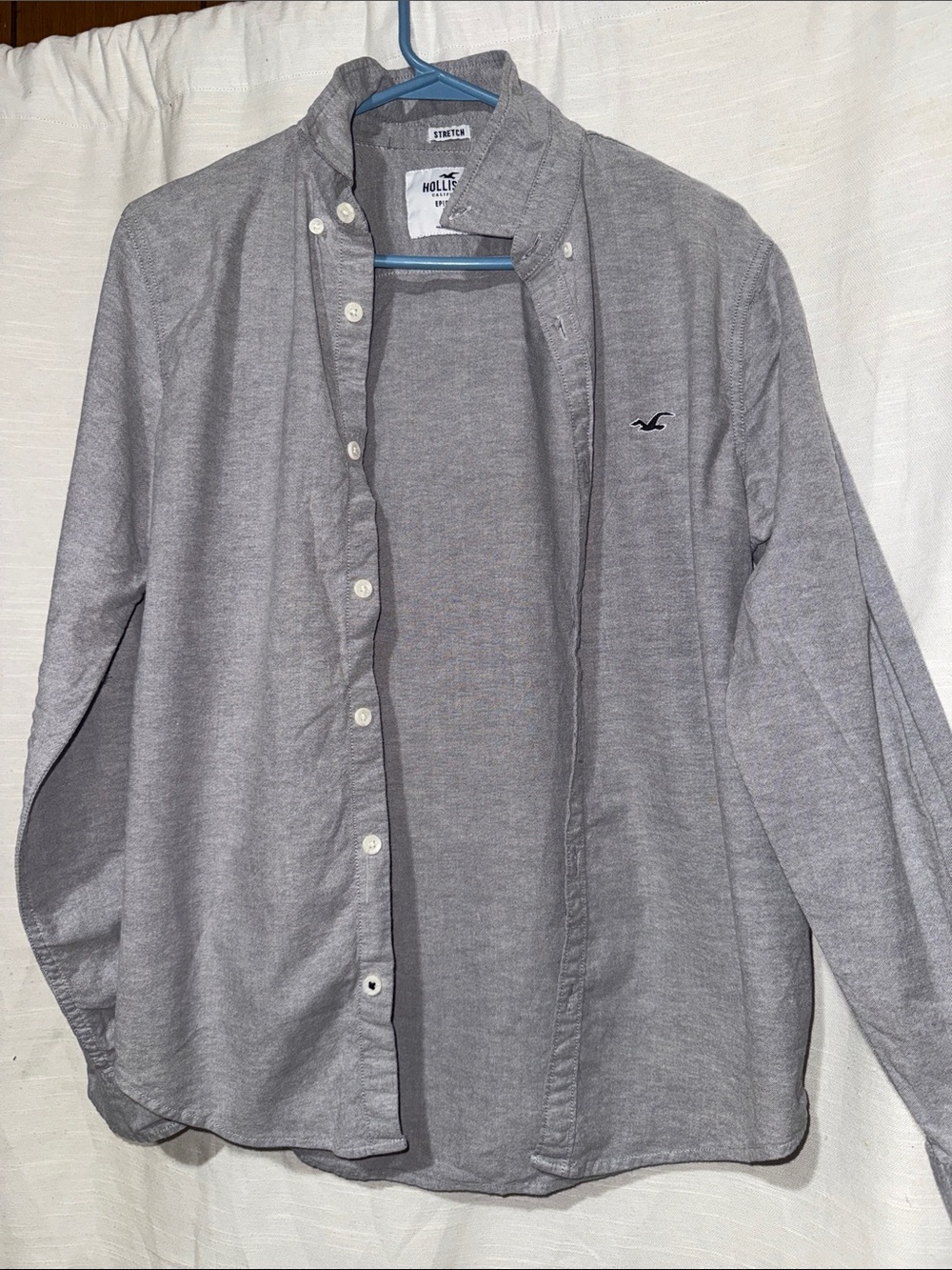 Hollister Light Gray Long-Sleeve Button-Down Shirt